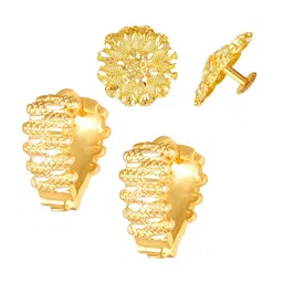 Vighnaharta Set Of 2 Gold Plated Floral Studs image 1