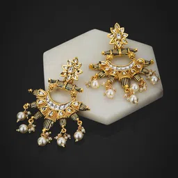 Carlton London Gold-Plated Contemporary Chandbalis Earrings-image-32