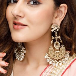 Rubans Gold-Plated Handcrafted Pearls Beaded Chandbalis Earrings-image-63