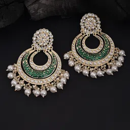 Fida Green Crescent Shaped Chandbalis Earrings-picture-22