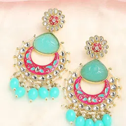 OOMPH Kundan-Studded Floral Chandbalis image 3