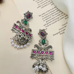 ABDESIGNS Oxidised Silver-Plated Classic Drop Earrings-picture-34