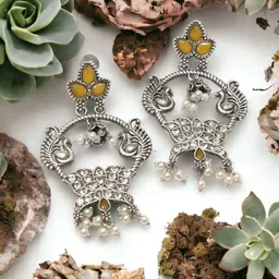 Ozanoo Silver-Plated Cubic Zirconia Contemporary Drop Earrings-image-84