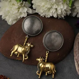 VENI Silver-Plated Oxidised Drop Earrings-picture-26
