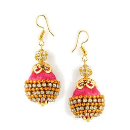 AKSHARA Pink Dome Shaped Drop Earrings-picture-26