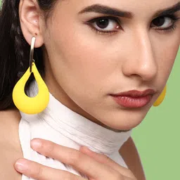 SOHI Gold-Plated Teardrop Shaped Drop Earrings-picture-23