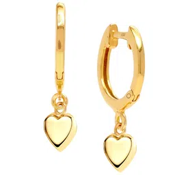 LeCalla 925 Sterling Silver BIS Hallmarked 14K Gold Plated Heart Shaped Hoop Earrings image 1