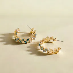 Accessorize Gold-Plated Crystals Stone Studded Hoop Earrings-picture-15