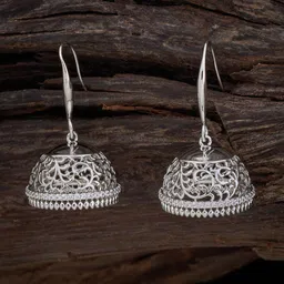 Kushal's Fashion Jewellery Rhodium-Plated Dome Shaped CZ Studded Drop Earrings-picture-53