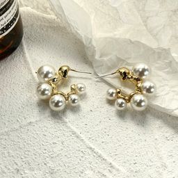 Yellow Chimes Gold Toned Pearl Studded Hoop Earrings-picture-39