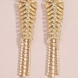Bellofox Gold-Plated Stone Studded Contemporary Drop Earrings-picture-29