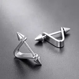 VIEN Silver-Plated Triangular Hoop Earrings-image-8