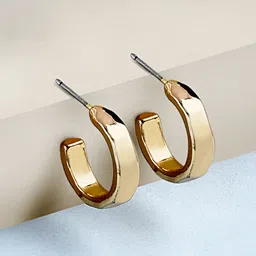 AMI Gold-Plated Contemporary Half Hoop Earrings-image-99