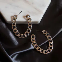 Bellofox Silver-Toned Silver-Plated Contemporary Half Hoop Earrings-picture-27
