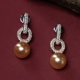 justpeachy Rhodium-Plated Stone Studded Drop Earrings-picture-10