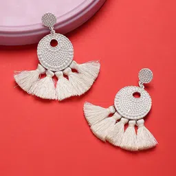 Sangria Artificial Stones Tasselled Drop Earrings-picture-12