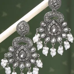 OOMPH Kundan Studded Floral Chandbalis-picture-22