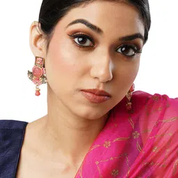 Anouk Stone Studded Beaded Drop Earrings-picture-33