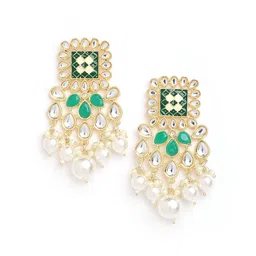 Anouk Kundan Studded Beaded Drop Earrings-picture-11