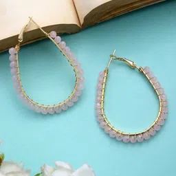 Mali Fionna Gold-Plated Oval Crystal Hoop Earrings-picture-31