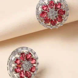 Jazz and Sizzle Red Circular Studs Earrings-picture-26