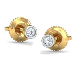 KUBERBOX 18KT Diamond Studded Bruce 2.5 mm Gold Stud Earrings- 1.45gm-picture-13
