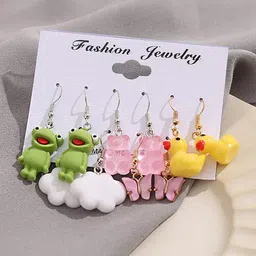 Yellow Chimes Set of 5 Multicolor Cute Charm Hanging Drop Earrings image 1