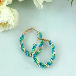 UNIVERSITY TRENDZ Gold-Plated Beaded Circular Hoop Earrings-picture-20