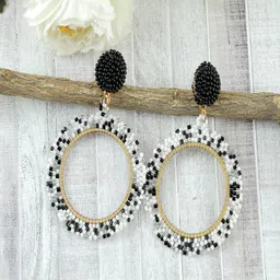 UNIVERSITY TRENDZ Gold-Plated Beaded Classic Drop Earrings-picture-40