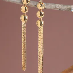 SOHI Gold-Toned Contemporary Long Dangle Earrings-picture-29