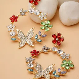 AVANT-GARDE PARIS Gold-Plated Rhinestone-Studded Circular Drop Earrings-picture-37