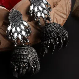 CARDINAL Silver-Plated Dome Shaped Drop Earrings-picture-41