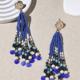 Accessorize Beaded Circular Tasselled Drop Earrings image 1