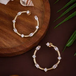 Anvik Gold Plated Artificial Stones Circular Drop Earrings-image-71