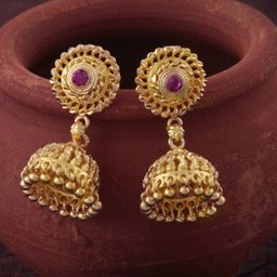 Vighnaharta Gold-Plated Floral Jhumkas Earrings-picture-40