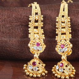 Vighnaharta Gold-Plated Floral Jhumkas Earrings-picture-17