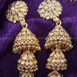 Vighnaharta Gold-Plated Floral Jhumkas Earrings-image-17