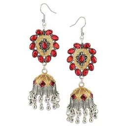 DESI COLOUR Multicoloured Dome Shaped Jhumkas Earrings-image-7