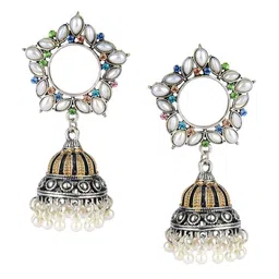 DESI COLOUR Multicoloured Dome Shaped Jhumkas Earrings-image-0