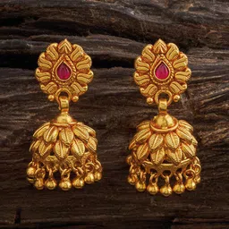 Kushal's Fashion Jewellery 92.5 Pure Silver Gold-Plated Classic Jhumkas-picture-18