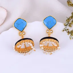 Silvermerc Designs Gold Plated Pearls Dome Shaped Jhumkas image 1
