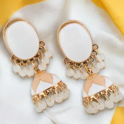 LUCKY JEWELLERY Gold Plated Artificial Beads-Beaded Contemporary Jhumkas-picture-33