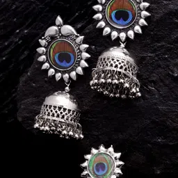 PANASH Silver Plating Oxidised Jhumkas-picture-34