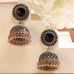 SOHI Gold-Plated Artificial Stones Contemporary Jhumkas-picture-22