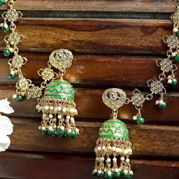 KARATCART Gold-Plated Dome Shaped Jhumkas-picture-28