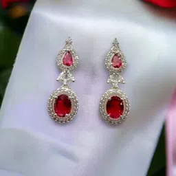 The Pari Rhodium-Plated American Diamond-Studded Drop Earrings-image-97