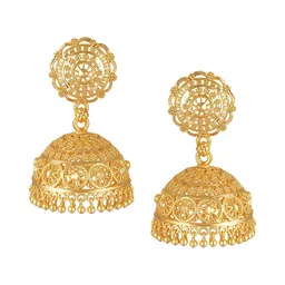 Vighnaharta Contemporary Gold Plated Jhumkas Earrings image 1