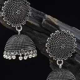 Adc fashions Silver-Plated Contemporary Oxidized Jhumkas-picture-35