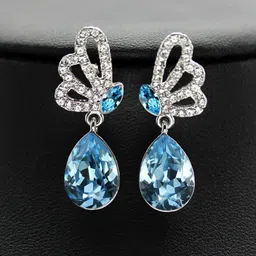Yellow Chimes Silver-Plated Contemporary Butterfly Drop Earrings-picture-42
