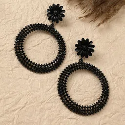 SOHI Copper-Plated Stone-Studded Circular Drop Earrings-picture-10
